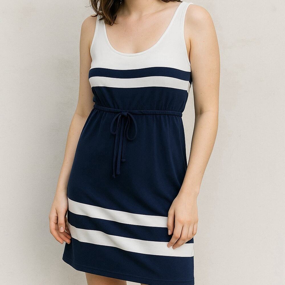 Lauren Ralph Lauren Navy White Striped Sleeveless Dress Beach Cover Up 12 Petite